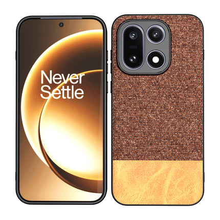 Kapa Soft Fabric & Leather Hybrid Protective Back Cover for OnePlus 15 | Shockproof Slim Hard Anti Slip Back Case (Brown)