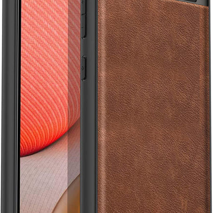 Kapa Tux Leather Back Cover for Google Pixel 8A | Slim Shockproof Camera Protection Bumper Case (Brown) - Mobizang