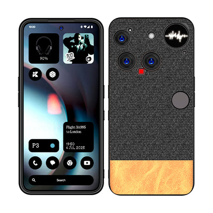 Kapa Soft Fabric & Leather Hybrid Protective Back Cover for Nothing Phone 3 5G | Shockproof Slim Hard Anti Slip Back Case (Black,Brown) - Mobizang