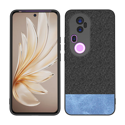 Kapa Soft Fabric & Leather Hybrid Protective Back Cover for Vivo T4 Ultra 5G | Shockproof Slim Hard Anti Slip Back Case (Black,Blue)