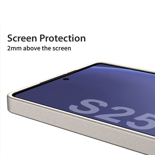 Kapa Ultra Thin Leather & Magsafe Back Case for Samsung Galaxy S25 Ultra | with Wireless Charging Support Ring Full Body Protection Back Cover (Titanium)