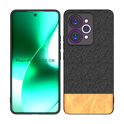 Kapa Soft Fabric & Leather Hybrid Protective Back Cover for Realme 15 Pro 5G | Shockproof Slim Hard Anti Slip Back Case (Black,Brown) - Mobizang