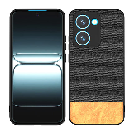 Kapa Soft Fabric & Leather Hybrid Protective Back Cover for Realme P3 Ultra 5G | Shockproof Slim Hard Anti Slip Back Case (Black,Brown)