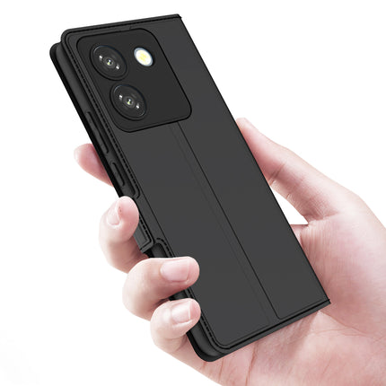 Kapa Noble Slim Magnetic Leather Flip Case Cover for Poco M7 Pro | Card Holder Stand Flip Wallet Case (Black) - Mobizang