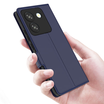 Kapa Noble Slim Magnetic Leather Flip Case Cover for Poco M7 Pro | Card Holder Stand Flip Wallet Case (Blue)