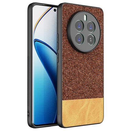 Kapa Soft Fabric & Leather Hybrid Protective Back Cover for Realme 12 Pro / 12 Pro Plus | Shockproof Slim Hard Anti Slip Back Case (Brown)