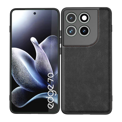 Kapa Tux Leather Back Cover for Moto Edge 70 | Slim Shockproof Camera Protection Bumper Case (Black)