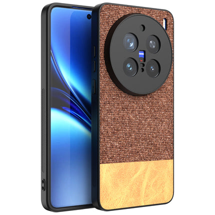 Kapa Soft Fabric & Leather Hybrid Protective Back Cover for Vivo X200 Pro (5G) | Shockproof Slim Hard Anti Slip Back Case (Brown) - Mobizang