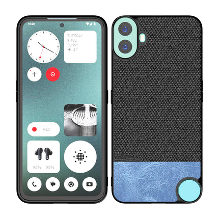 Kapa Soft Fabric & Leather Hybrid Protective Back Cover for Nothing CMF Phone 1 | Shockproof Slim Hard Anti Slip Back Case (Black,Blue)