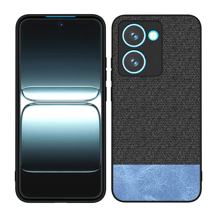 Kapa Soft Fabric & Leather Hybrid Protective Back Cover for Realme P3 Ultra 5G | Shockproof Slim Hard Anti Slip Back Case (Black,Blue)