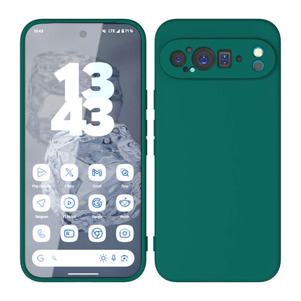 Kapa Matte Protective Lens Flexible Back Cover for Google Pixel 9 / 9 PRO | Slim Silicone with Soft Lining Shockproof Full Body Bumper Case (Green)