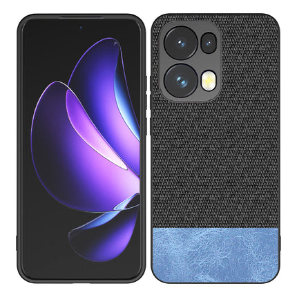 Kapa Soft Fabric & Leather Hybrid Protective Back Cover for Oppo Reno 13 Pro | Shockproof Slim Hard Anti Slip Back Case (Black,Blue)