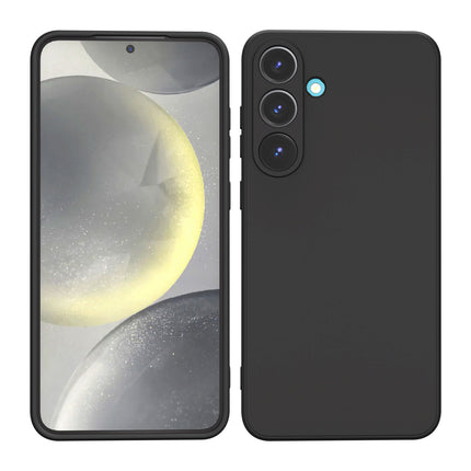 Kapa Matte Protective Lens Flexible Back Cover for Samsung Galaxy S25 Plus | Slim Silicone with Soft Lining Shockproof Full Body Bumper Case (Black) - Mobizang