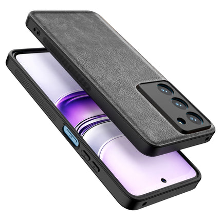 Kapa Tux Leather Back Cover for Realme 14X | Slim Shockproof Camera Protection Bumper Case (Grey)