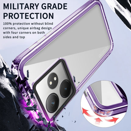 Kapa Warrior Acrylic Clear Back Cover For Realme GT 6 / GT 6T | Slim Shockproof [Military Grade Protection] Hybrid Bumper Case (Purple Sides)