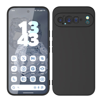 Kapa Matte Protective Lens Flexible Back Cover for Google Pixel 9 / 9 PRO | Slim Silicone with Soft Lining Shockproof Full Body Bumper Case (Black)