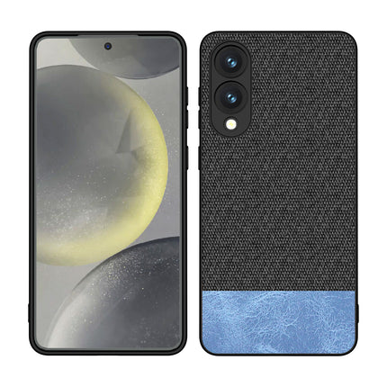 Kapa Soft Fabric & Leather Hybrid Protective Back Cover for Samsung Galaxy S25 Edge | Shockproof Slim Hard Anti Slip Back Case (Black,Blue)