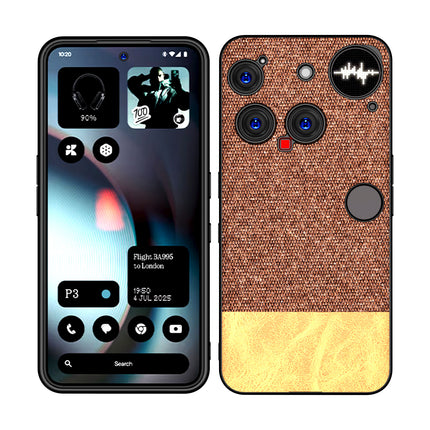 Kapa Soft Fabric & Leather Hybrid Protective Back Cover for Nothing Phone 3 5G | Shockproof Slim Hard Anti Slip Back Case (Brown)