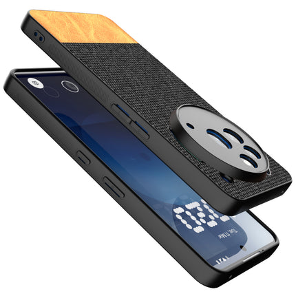 Kapa Soft Fabric & Leather Hybrid Protective Back Cover for Nothing Phone 3A Pro | Shockproof Slim Hard Anti Slip Back Case (Black,Brown)