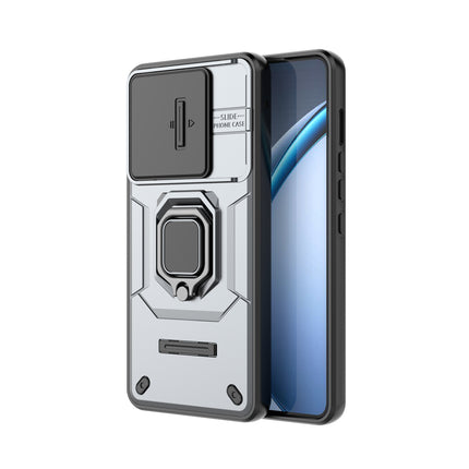 Kapa Armor Slider Back Cover for Oppo K13 Turbo / K13 Turbo Pro | Inbuilt Ring + Camera Slider Shockproof Lens Protection Bumper Back Case (Grey)