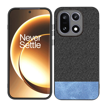 Kapa Soft Fabric & Leather Hybrid Protective Back Cover for OnePlus 15 | Shockproof Slim Hard Anti Slip Back Case (Black,Blue)