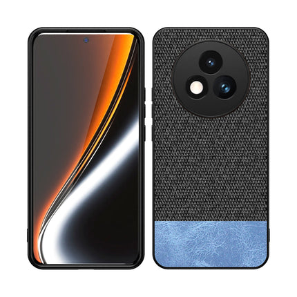 Kapa Soft Fabric & Leather Hybrid Protective Back Cover for Realme P3 PRO 5G | Shockproof Slim Hard Anti Slip Back Case (Black,Blue)