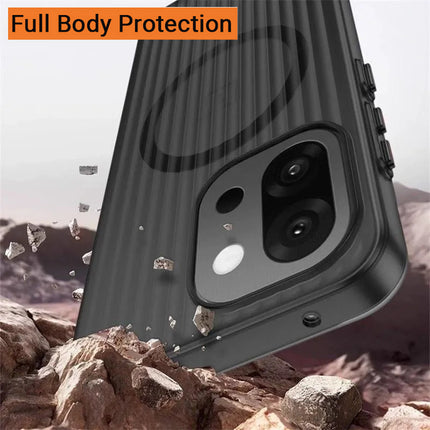 Kapa Wave Magnetic Frosted Grip Back Cover for OnePlus 13S | [MagSafe Compatible] Wireless charging, Slim, Metal Buttons Matte Finish Back Case (Grey) - Mobizang
