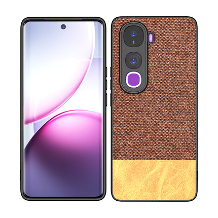 Kapa Soft Fabric & Leather Hybrid Protective Back Cover for Vivo Y400 Pro 5G | Shockproof Slim Hard Anti Slip Back Case (Brown) - Mobizang