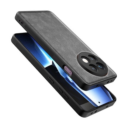 Kapa Tux Leather Back Cover for OnePlus 13R | Slim Shockproof Camera Protection Bumper Case (Grey)