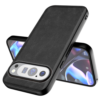 Kapa Tux Leather Back Cover for Google Pixel 9 / Pixel 9 PRO | Slim Shockproof Camera Protection Bumper Case (Black)