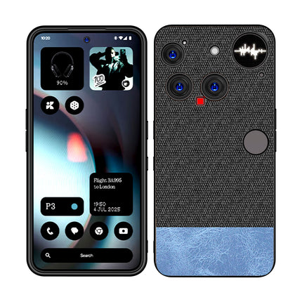 Kapa Soft Fabric & Leather Hybrid Protective Back Cover for Nothing Phone 3 5G | Shockproof Slim Hard Anti Slip Back Case (Black,Blue)