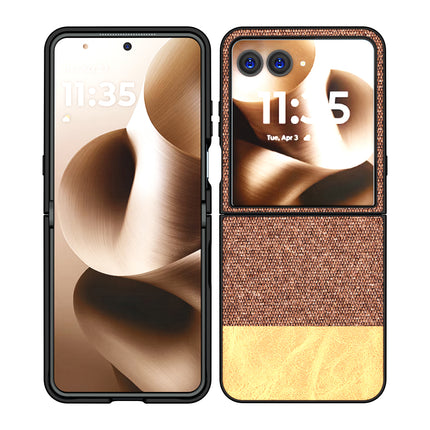 Kapa Soft Fabric & Leather Hybrid Protective Back Cover for Moto Razr 60 Ultra | Shockproof Slim Hard Anti Slip Back Case (Brown)