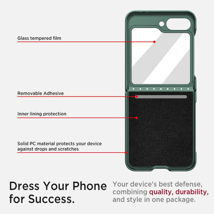 Kapa Textured Grip Hinge Protection Back Cover for Samsung Galaxy Z Flip5 / Z Flip 5 | with [Inbuilt Glass] Full Body Shockproof Hard Back Case (Green) - Mobizang