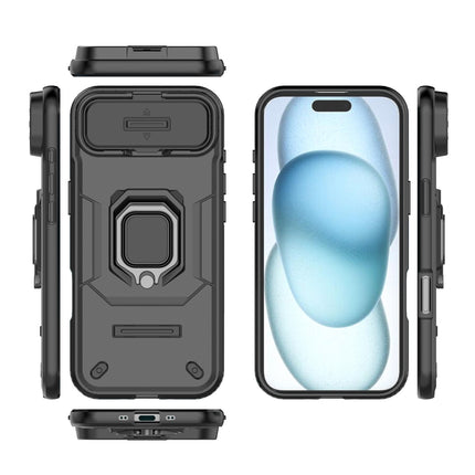 Kapa Armor Slider Back Cover for Apple iPhone 17 Air | Inbuilt Ring + Camera Slider Shockproof Lens Protection Bumper Back Case (Black)