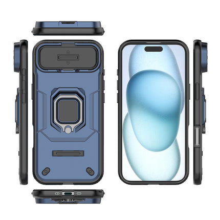 Kapa Armor Slider Back Cover for Apple iPhone 17 Air | Inbuilt Ring + Camera Slider Shockproof Lens Protection Bumper Back Case (Blue)