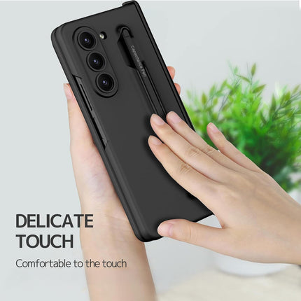 Kapa Contrast Magnetic Hinge Case for Samsung Galaxy Z Fold 7 | Inbuilt S-Pen Holder Slim Back Cover (Black with Black Pen)