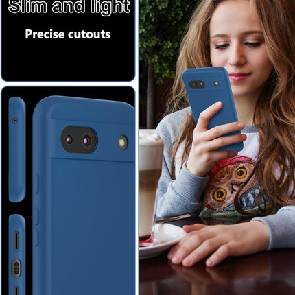 Kapa Matte Protective Lens Flexible Back Cover for Google Pixel 8A | Slim Silicone with Soft Lining Shockproof Full Body Bumper Case (Blue)