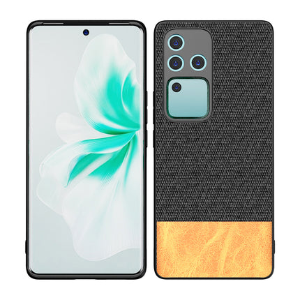Kapa Soft Fabric & Leather Hybrid Protective Back Cover for Vivo V30 Pro (5G) | Shockproof Slim Hard Anti Slip Back Case (Black,Brown)
