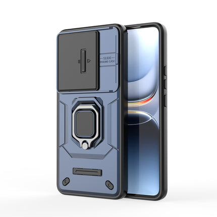 Kapa Armor Slider Back Cover for Iqoo 13 5G | Inbuilt Ring + Camera Slider Shockproof Lens Protection Bumper Back Case (Blue)