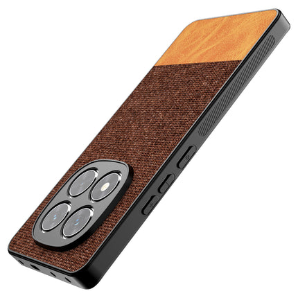 Kapa Soft Fabric & Leather Hybrid Protective Back Cover for Redmi Note 14 Pro (5G) | Shockproof Slim Hard Anti Slip Back Case (Brown)