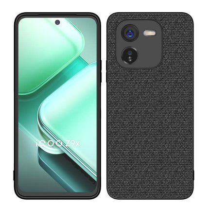 Kapa Soft Full Fabric Protective Back Case Cover for IQOO Z9X | Shockproof Slim Hard Anti Slip Back Case (Black)