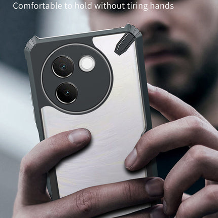 Kapa Bull Clear Back Cover for Vivo V30E (5G) | [Military Grade Protection] Shock Proof Slim Hybrid Bumper Case (Black)