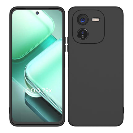 Kapa Matte Protective Lens Flexible Back Cover for IQOO Z9X | Slim Silicone with Soft Lining Shockproof Full Body Bumper Case (Black)