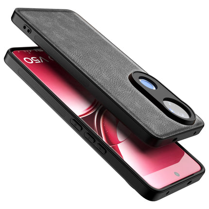 Kapa Tux Leather Back Cover for Vivo V50 5G | Slim Shockproof Camera Protection Bumper Case (Grey)