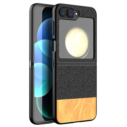 Kapa Soft Fabric & Leather Hybrid Protective Back Cover for Samsung Galaxy Z Flip 6 | Shockproof Slim Hard Anti Slip Back Case (Black,Brown)
