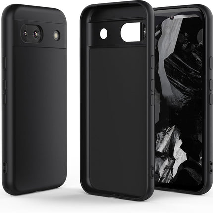 Kapa Matte Protective Lens Flexible Back Cover for Google Pixel 8A | Slim Silicone with Soft Lining Shockproof Full Body Bumper Case (Black)