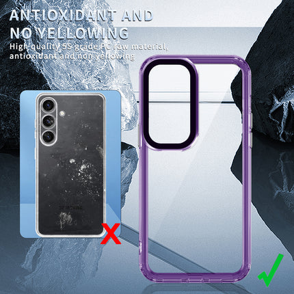 Kapa Warrior Acrylic Clear Back Cover For Samsung Galaxy A55 (5G) | Slim Shockproof [Military Grade Protection] Hybrid Bumper Case (Purple Sides)