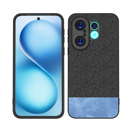 Kapa Soft Fabric & Leather Hybrid Protective Back Cover for Vivo X200 FE 5G | Shockproof Slim Hard Anti Slip Back Case (Black,Blue)