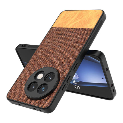 Kapa Soft Fabric & Leather Hybrid Protective Back Cover for OnePlus 13R | Shockproof Slim Hard Anti Slip Back Case (Brown)