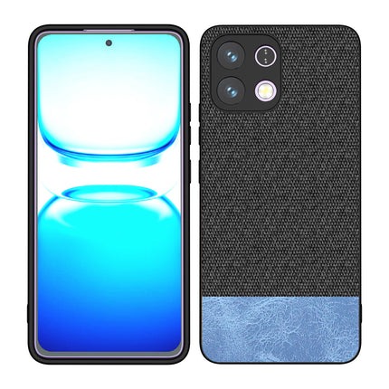 Kapa Soft Fabric & Leather Hybrid Protective Back Cover for Oppo K13 5G | Shockproof Slim Hard Anti Slip Back Case (Black,Blue) - Mobizang